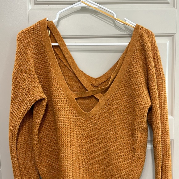 Women’s Waffleknit Orange Sweater - Picture 2 of 3
